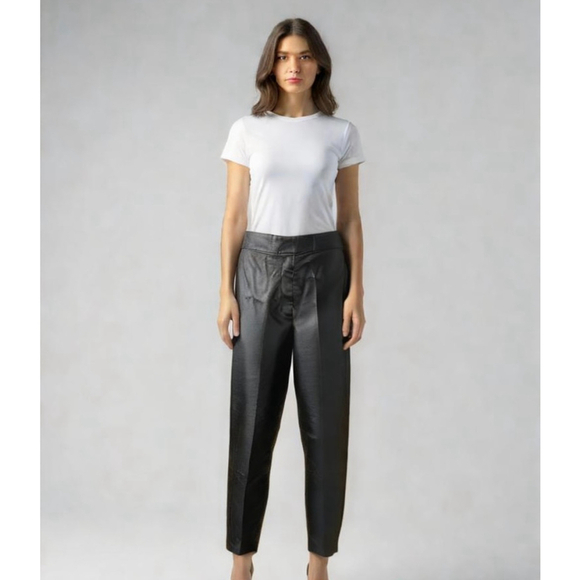 Bagatelle Women's Black 100% Leather Pants Straight Leg Sz 14 Mob Wife Motocore - Picture 1 of 16
